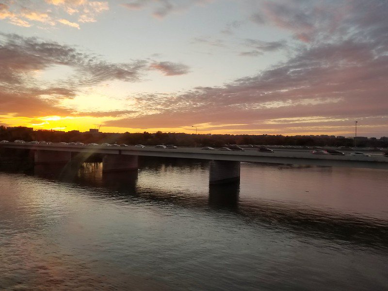 Crossing the Potomac River bridge