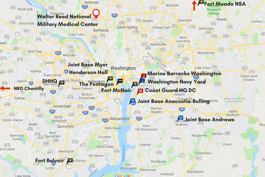 military installations in the DC and NOVA areas