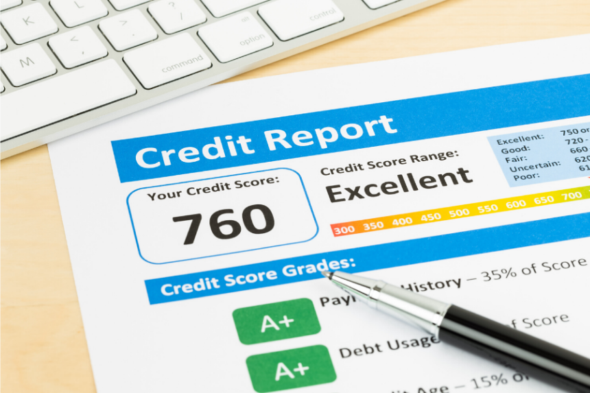 paper showing excellent credit score