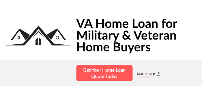 black and white drawing of housetops with text VA home loan for military and veteran home buyers get your home loan quote today