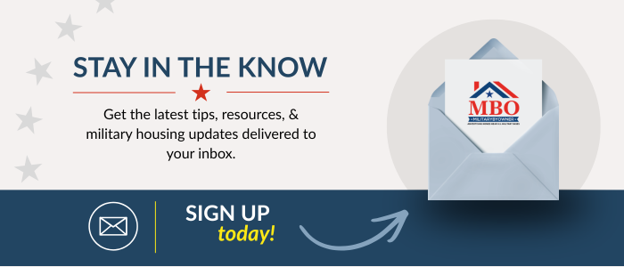 sign up today email CTA for MilitaryByowner envelope with MBO logo