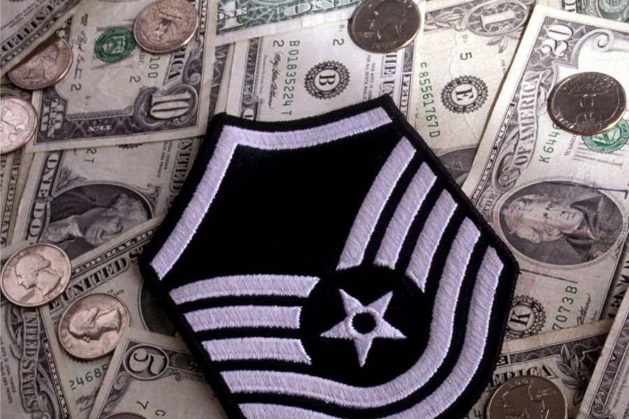 military insignia and money