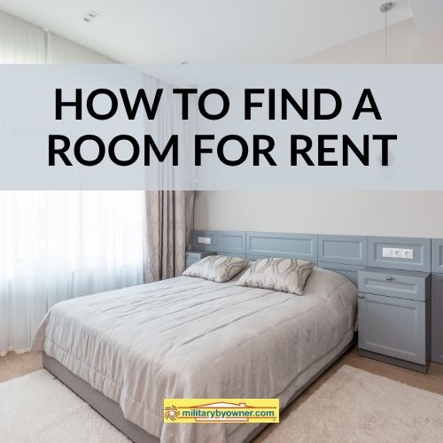 inside of clean bedroom with text how to find a room for rent