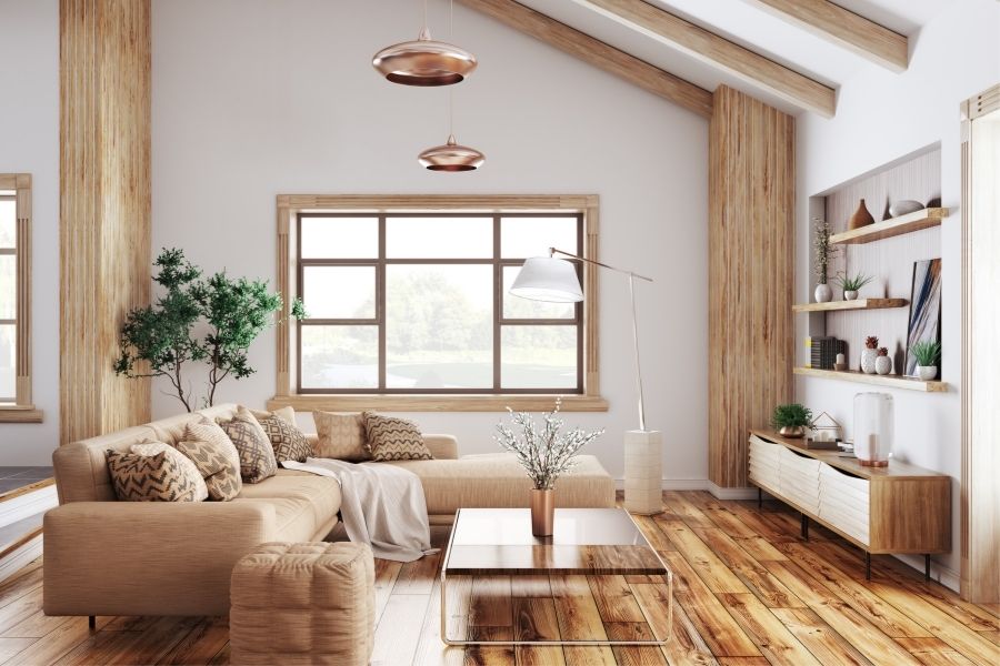 beautiful living room with wood floors
