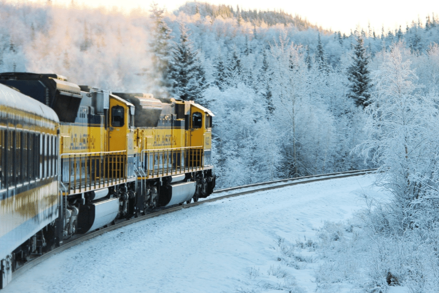 Train on Alaskan railroad