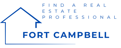 outline in blue of a house with test Find A Real Estate Professional Fort Campbell