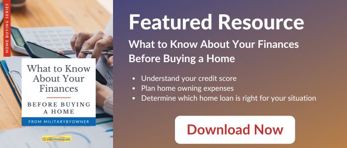 image of hand with calculator ad pen and text featured resource for Homebuying_ebook_1_What_to_Know_About_Your_Finances_Before_Buying_a_Home
