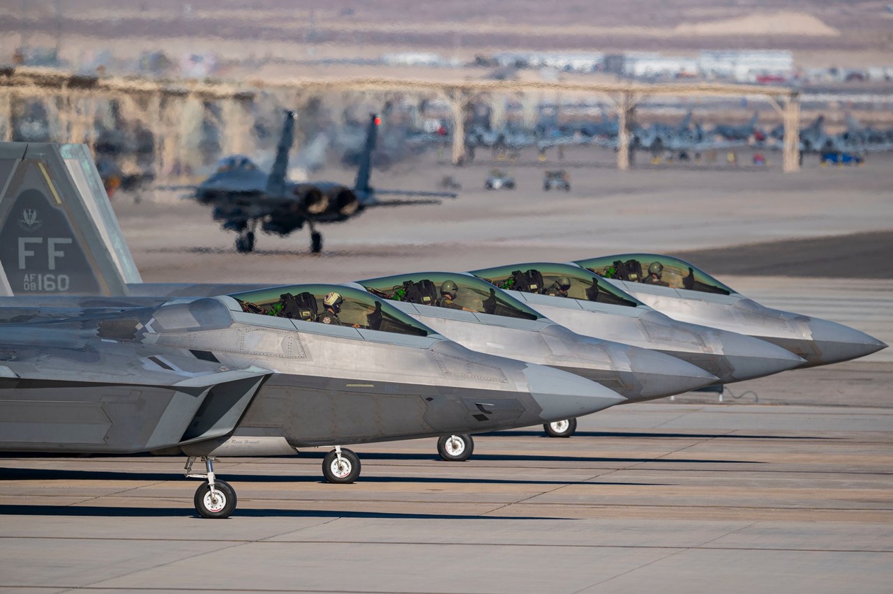 F-22_raptors_at_Nellis_AFB