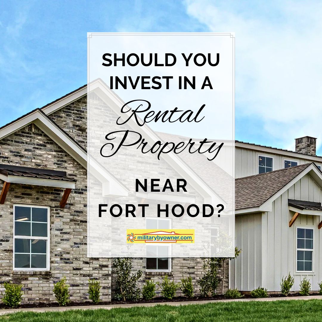 image of brown brick home with text Should_You_Invest_in_a_Rental_Property_Near_Fort_Hood_(Instagram_Post)