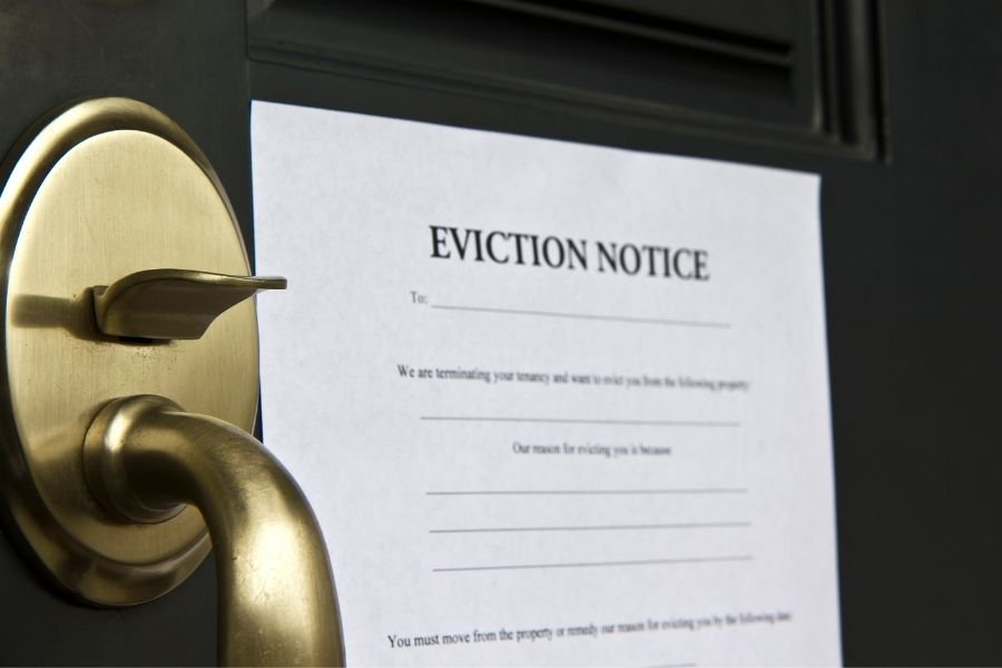 eviction notice paper on front door