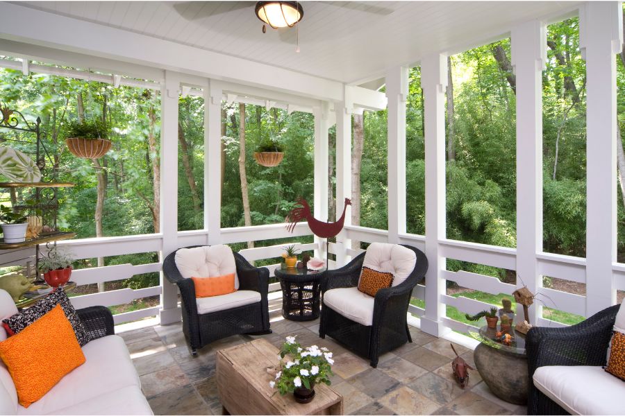covered porch with outdoor furniture