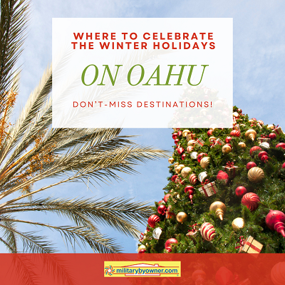palm trees and christmas tree linked to where_to_celebrate_the_winter_holidays_on_oahu_(Instagram_Post)
